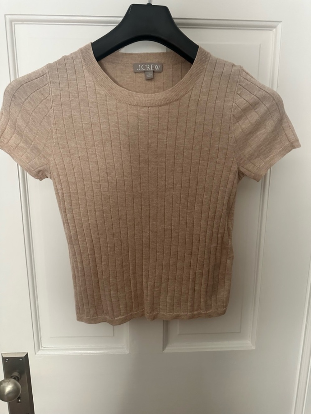 J.Crew Women's Short-Sleeve Ribbed Silk Cashmere Blend Knit Sweater Top- Size S